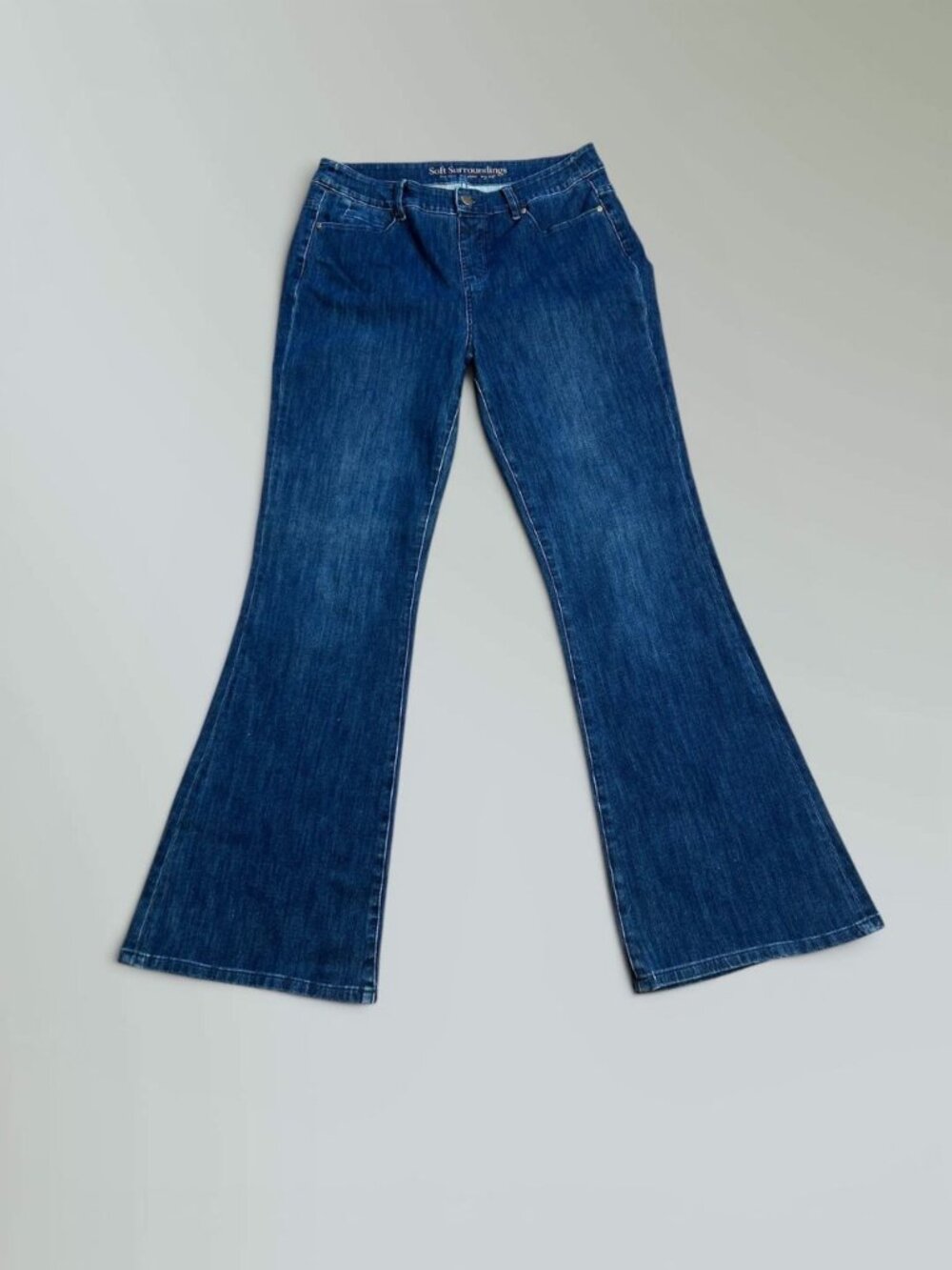 Soft Surroundings Jeans Dark Wash Wide Leg Flare Stretch Size Medium
